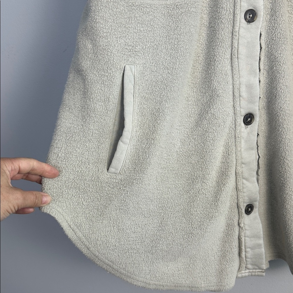 NEW Free People Ruby Jacket in Stone Large Brushed Knit Distressed Pockets Cozy - Picture 9 of 16